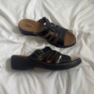 Clarks Women's Black and Brown Strappy Sandals